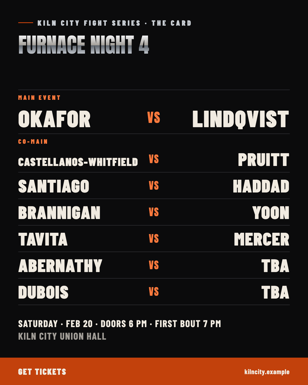 Bout card, feed