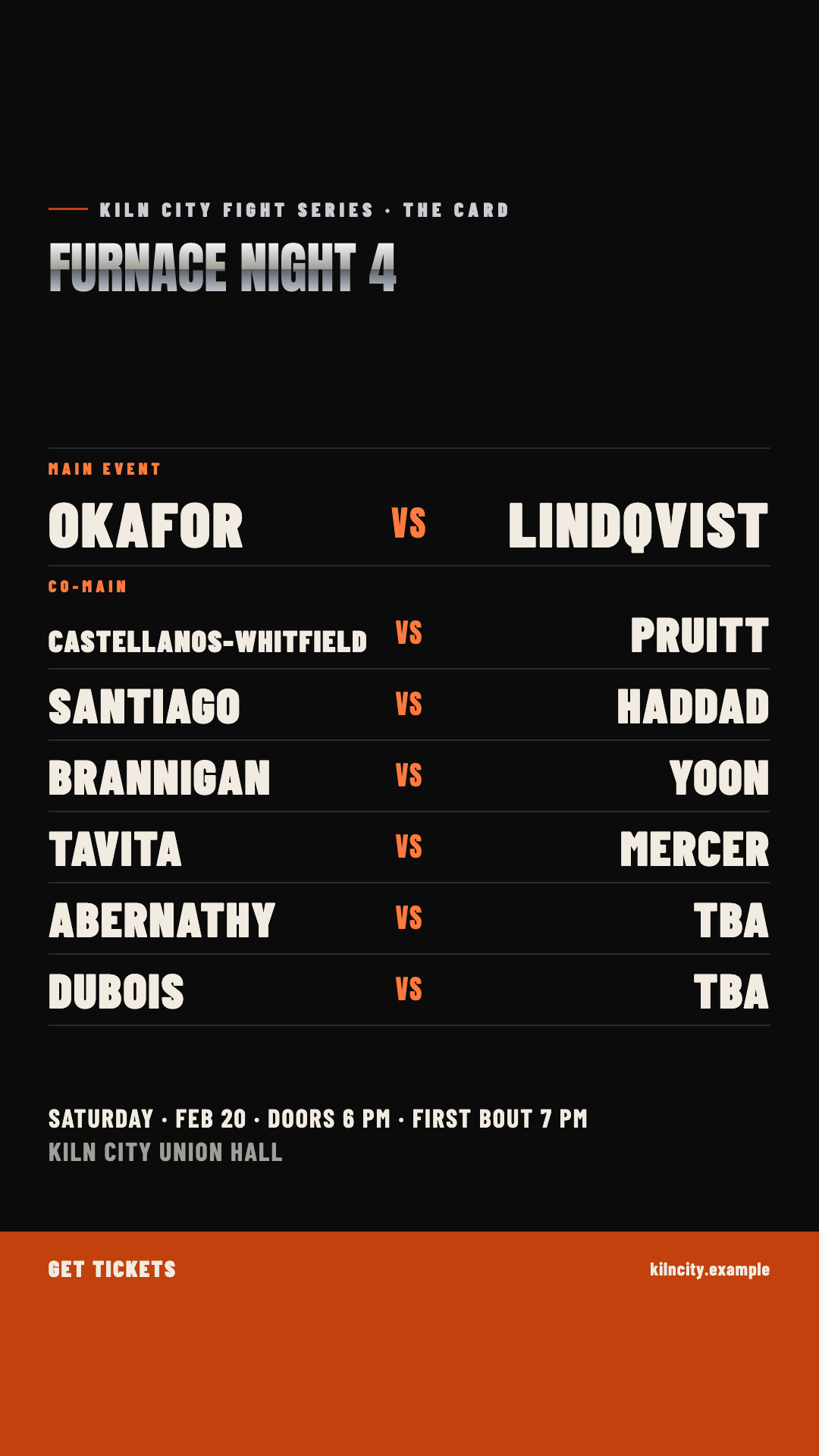 Bout card, story