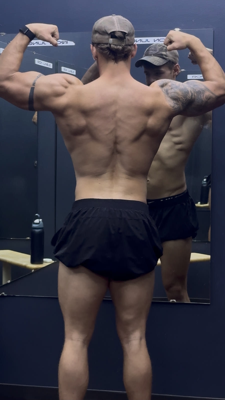 Back double-biceps pose