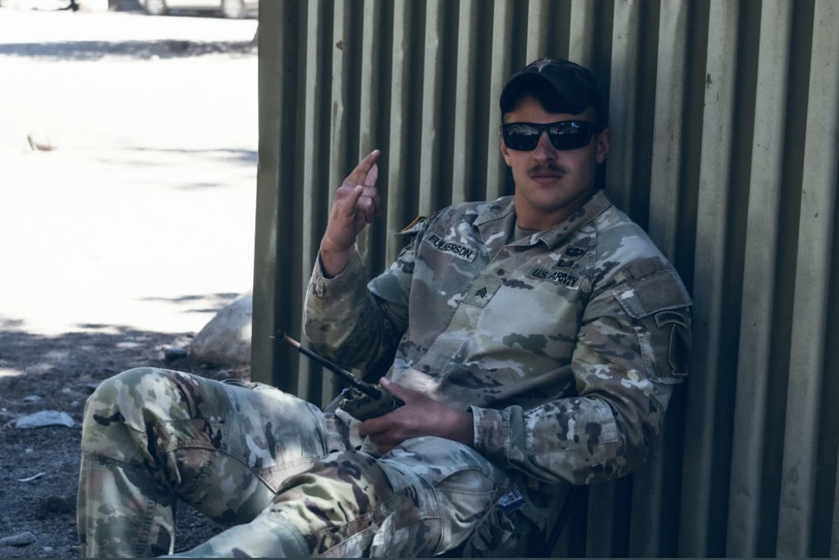 Wyatt in uniform during field training
